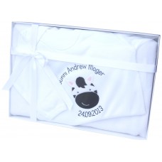 Personalised Baby Boy Gift Set Sleepsuit & Blanket Boxed Cute Zebra Design